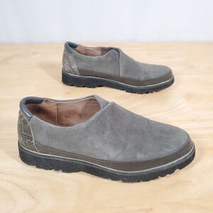 Donald J Pliner Carly Su Creeper Loafers Sz 8.5 Suede Snake/Lizard Embossed